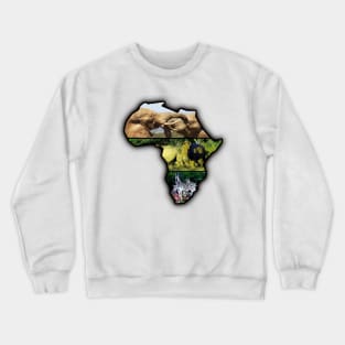 African Wildlife Continent Collage Crewneck Sweatshirt